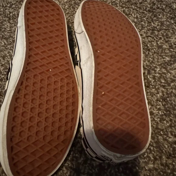 Vans Leather Black and White Checkerboard Slip-Ons - Picture 5 of 6